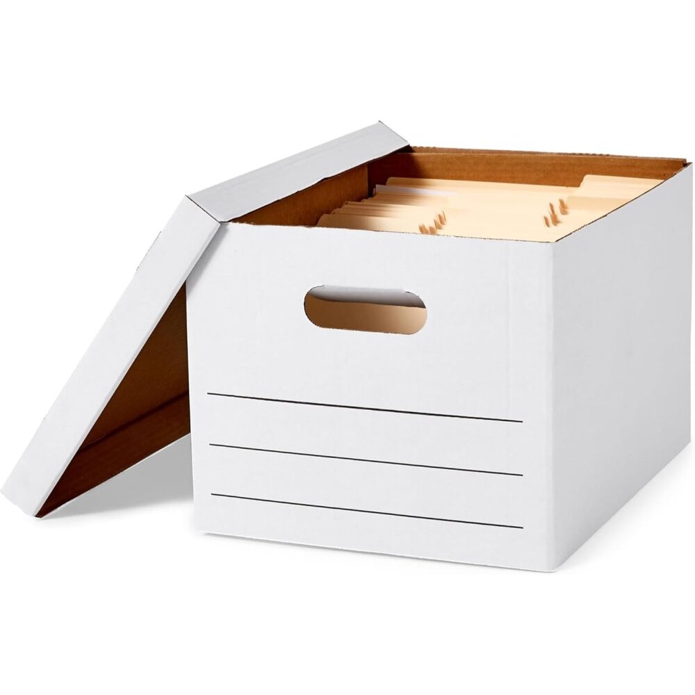 Storage/Filing Boxes with Lift-Off Lid - Letter/Legal Size, Sturdy, Easy Assembl